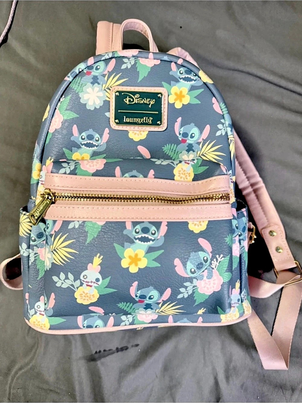 Loungefly Disney Stitch Tropical Flowers Mini Backpack Blue & Pink
